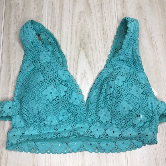 Aerie American Eagle Lace Bralette Olive Wine Pink - Picture 10 of 13